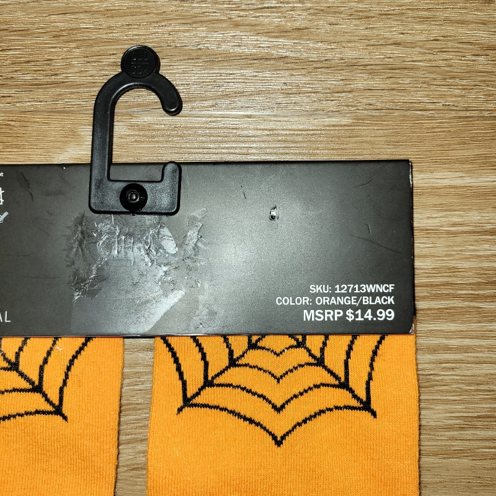 Odd Sox Knits Halloween TRICK OR TREAT Spiders Crew Socks Men Size 6-13 New - Picture 3 of 4